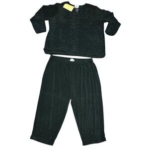 Quacker Factory 2 pc Outfit Black Top and Capri Pants Womens Plus Size 3X NWT
